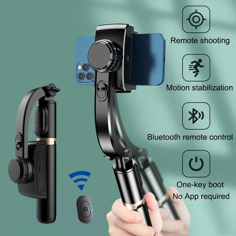 Photography Basics - Stabilisateur portable Q08 avec lumière d'appoint,