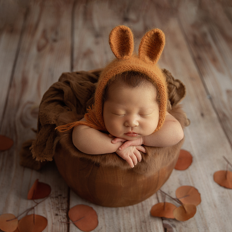 Photography Still Life - Chapeau de lapin réglable pour nouveau-né,